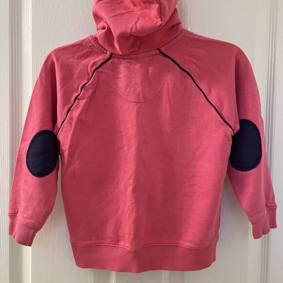 Hanna Andersson Pink Zip Hoodie Elbow Patches Piping Cotton Girls Size 110 US 5 - Picture 11 of 12